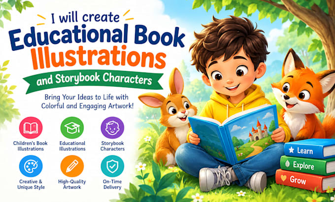 create educational book illustrations and storybook characters