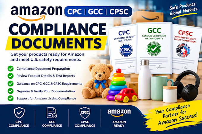 create amazon CPC, gcc, and cpsc compliance documents
