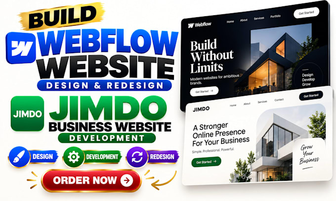 build webflow website design and redesign jimdo business website development