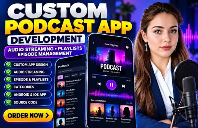 develop a custom podcast app with audio streaming playlist, episode management