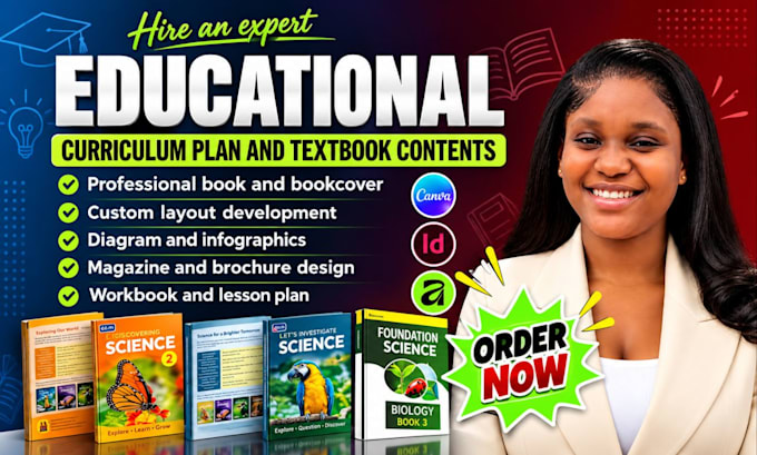 write, design, redesign, format educational textbook, workbook, curriculum plan