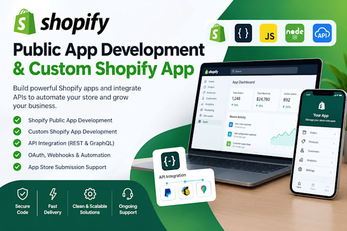 shopify public app development and custom shopify app API integration