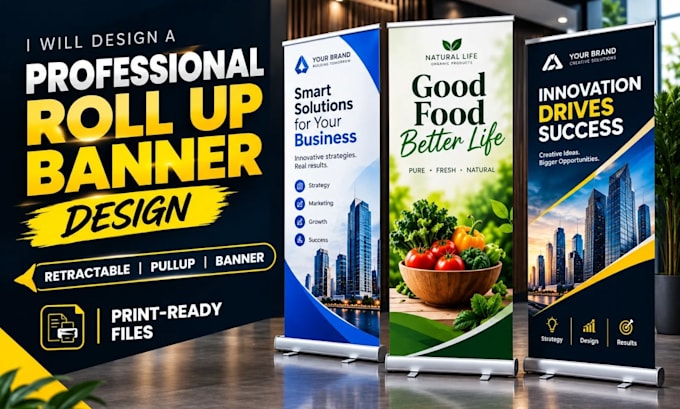 create retractable banner, roll up banner, pull up banner design