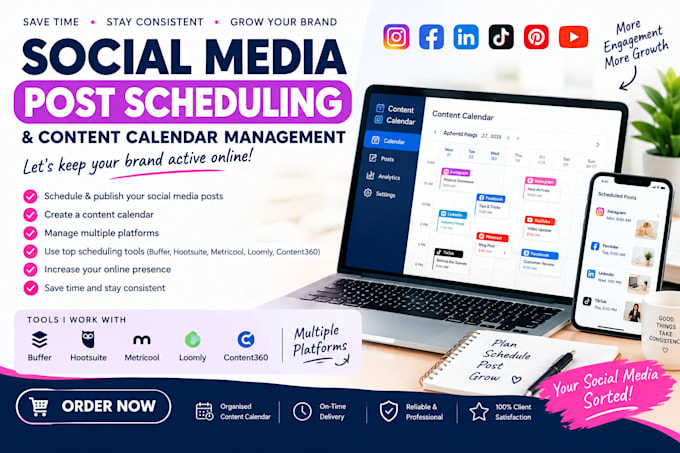 schedule posting schedule post via content 360 buffer metricool hootsuite loomly