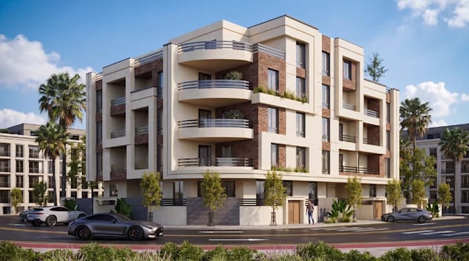 cgi architecture visualization, building exterior design, house interior render
