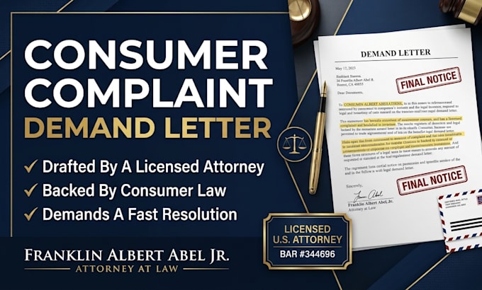 draft a powerful consumer complaint demand letter as a US attorney