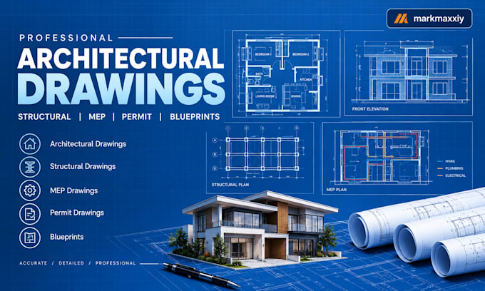 create architectural floor plans, elevations and permit drawings stamp