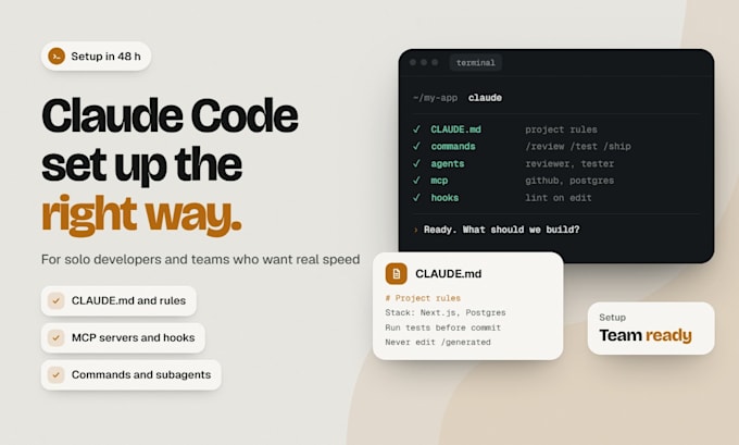 set up claude code for your project or team with mcp, agents and hooks