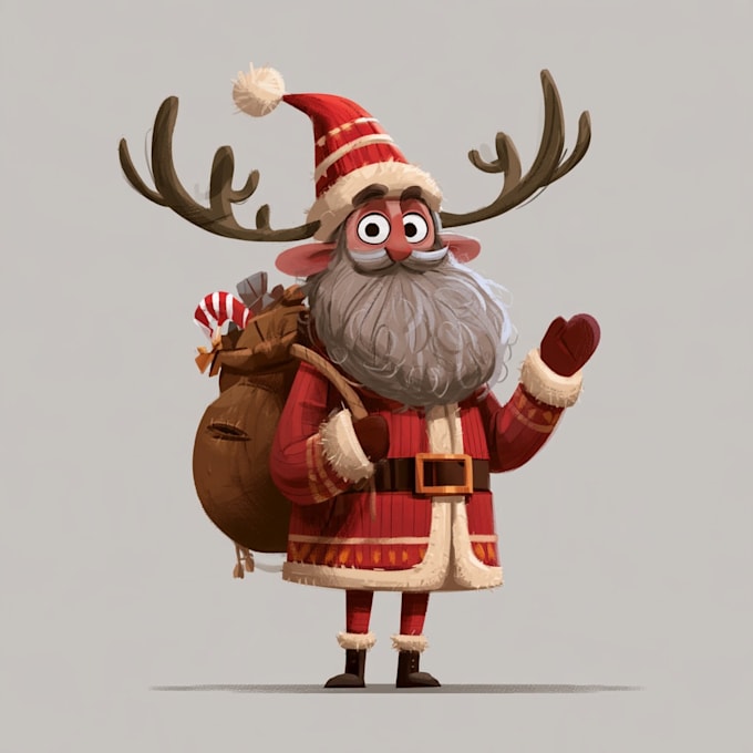 illustrate christmas card, christmas character