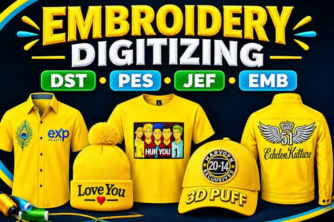 convert logo ,image into pes, dst, jef using wilcom embroidery service