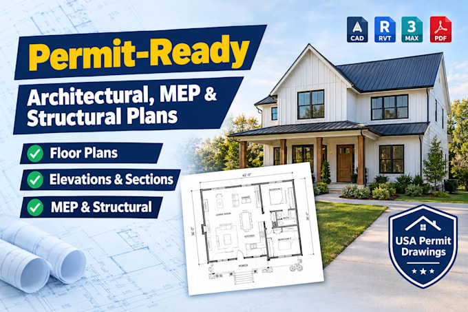 design and draft architecture and mep plans for permit