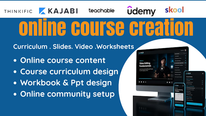 create online course content, course curriculum, lesson scripts, video courses