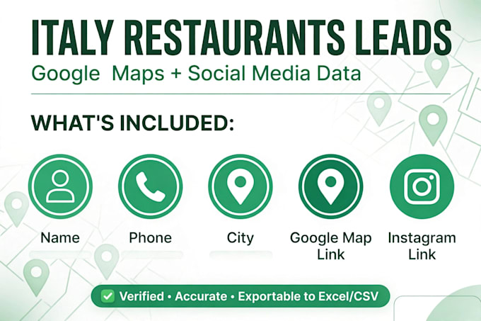 provide verified italy restaurant leads with phone and maps