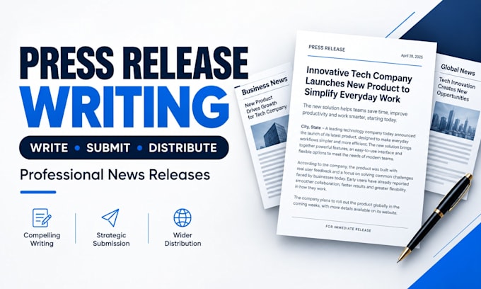 write and submit press release for PR distrubution