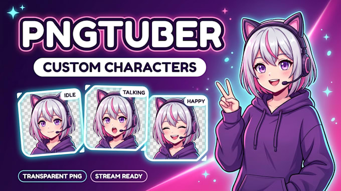 Draw custom png tuber pngtuber vtuber avatar live2d pngtuber by ...