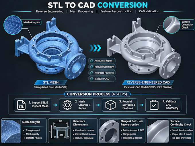 convert stl mesh to clean editable cad solid model
