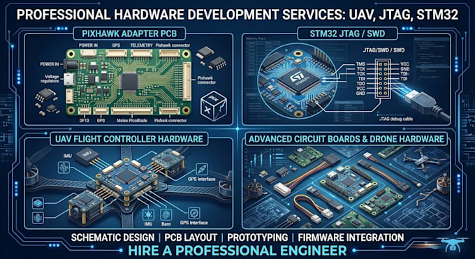 develop pixhawk adapter pcb, stm32,jtag swd,uav flight controller hardware