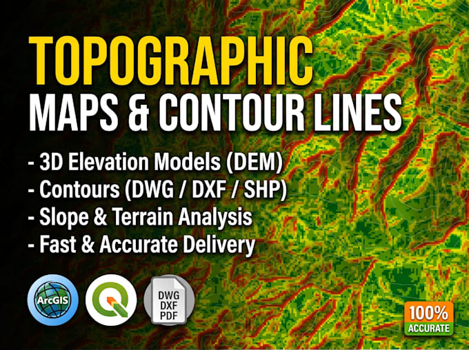 create topographic contour maps and dem elevation models