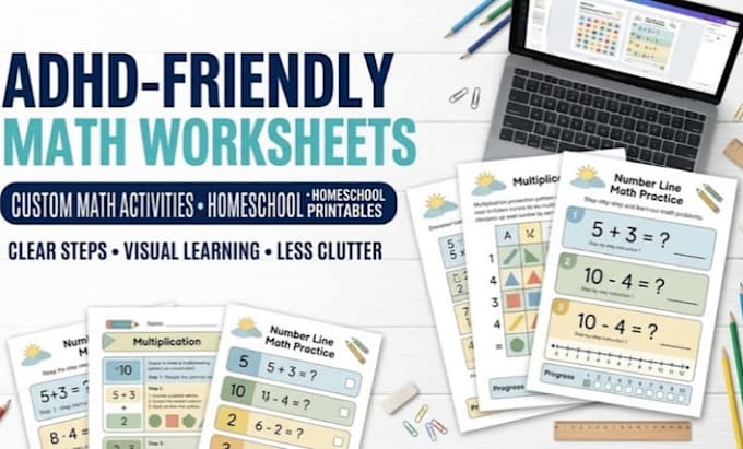 create adhd friendly homeschool worksheets with custom math activities