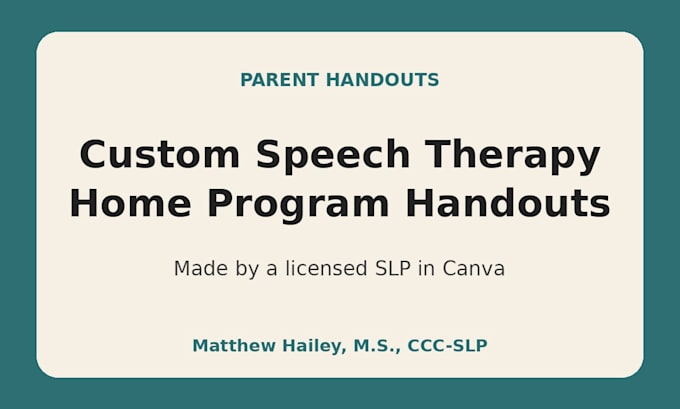 create custom speech therapy home program handouts as a licensed slp