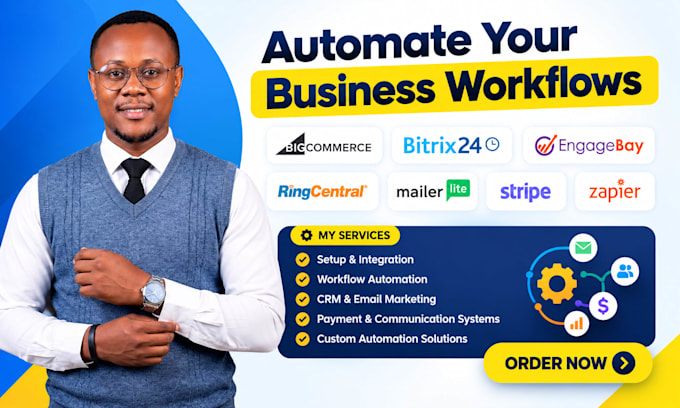 bigcommerce bitrix24 engagebay ringcentral mailerlite stripe zapier automation