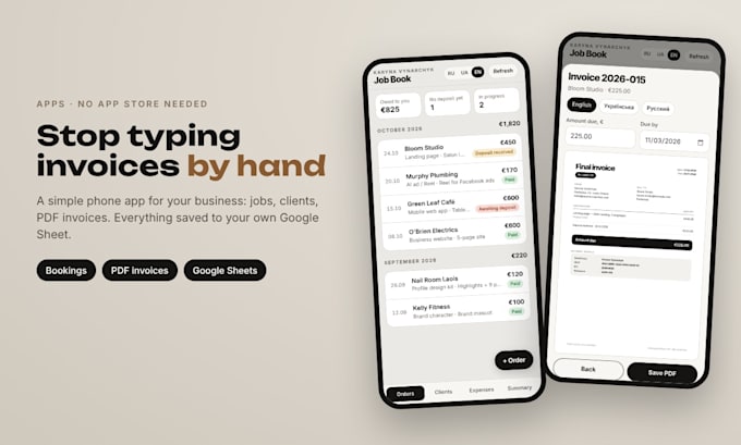build a booking and invoice web app for your small business