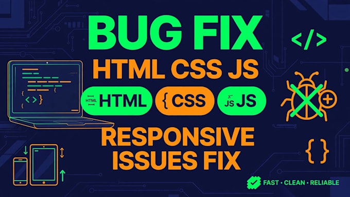 fix HTML CSS javascript bugs and responsive issues