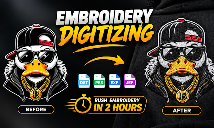 do embroidery design, digitize image for embroidery in dst pes