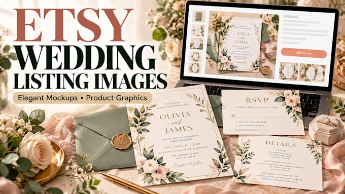 design etsy listing images for wedding invitation templates