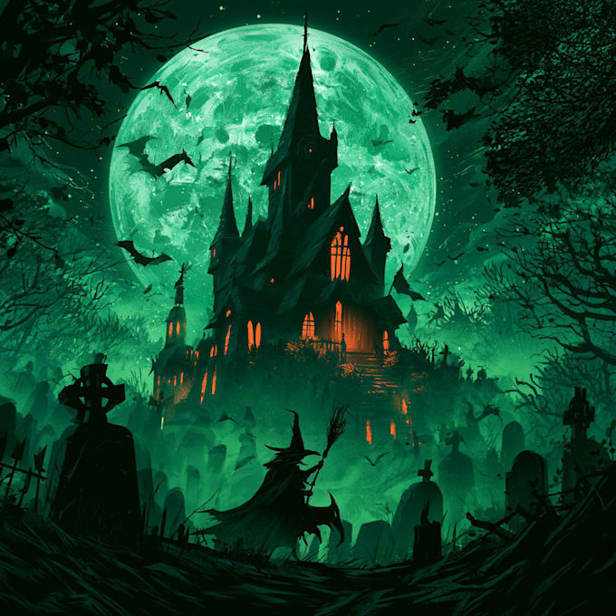 create a creepy horror halloween illustration