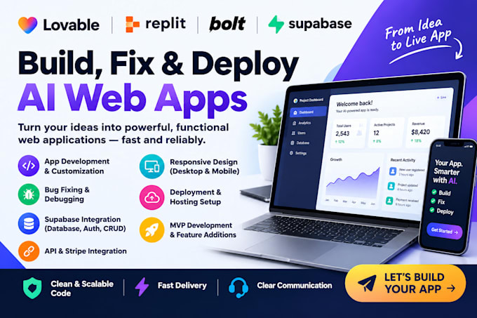 build fix deploy lovable ai websites replit apps bolt and supabase integrations