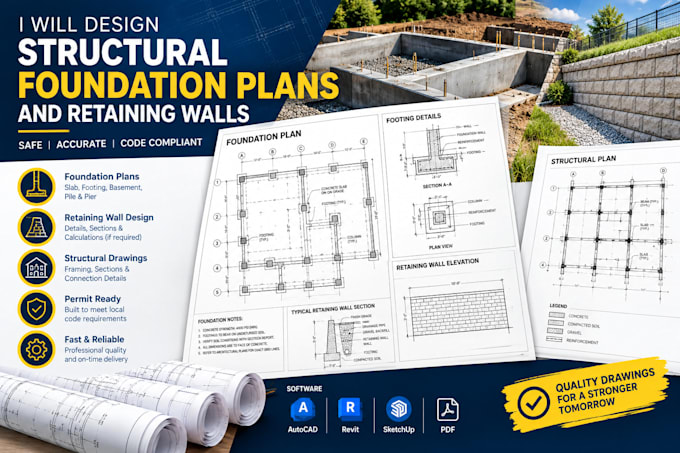 design structural foundation plans and retaining walls