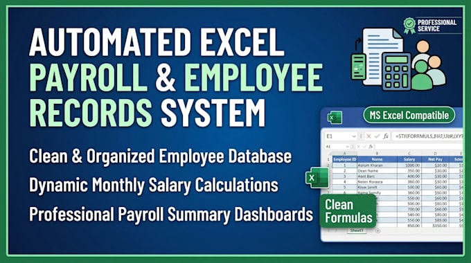 create automated excel payroll systems and employee master records