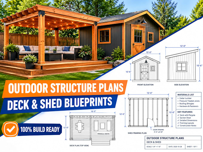 create gazebo, pergola, deck and shed construction plans