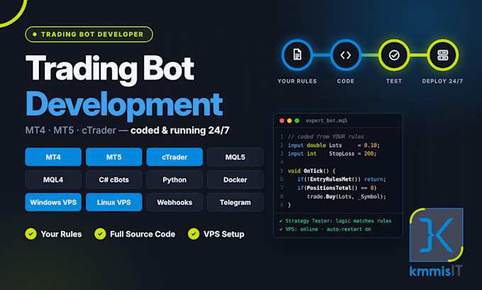 develop algo trading bot expert advisor script and setup on windows or linux vps