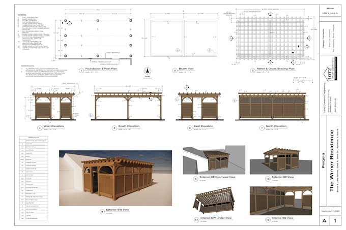 create patio, pergola and porch permit drawings