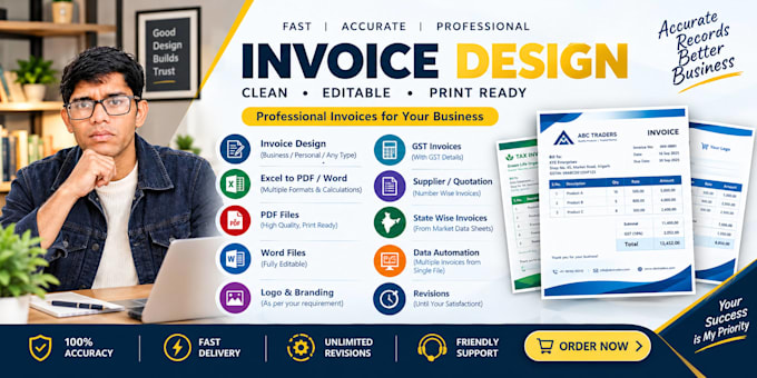 Well Design Invoice Design invoice template in word, excel, pdf by Excelwithdevesh | Fiverr