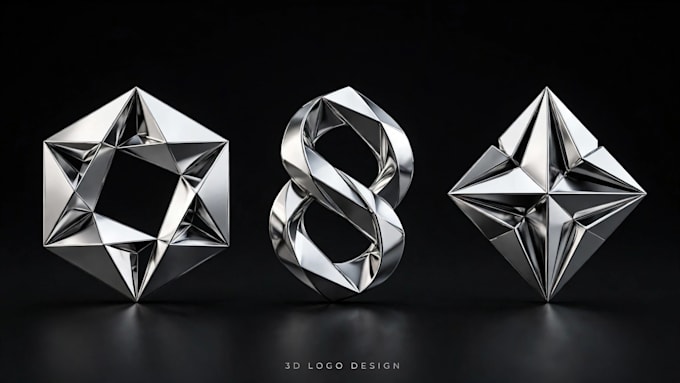 create luxury 3d chrome text and metallic effect logo design