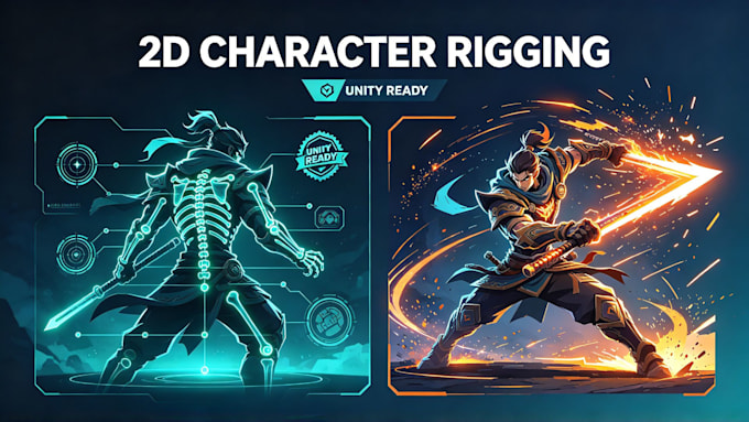 create 2d character rigging, unity ready, game animation and vfx
