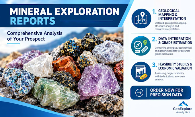 write mineral exploration reports and geological data summaries