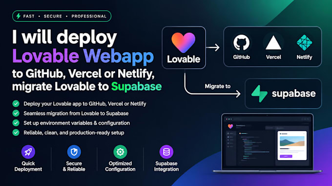 deploy lovable webapp to github, vercel or netlify, migrate lovable to supabase