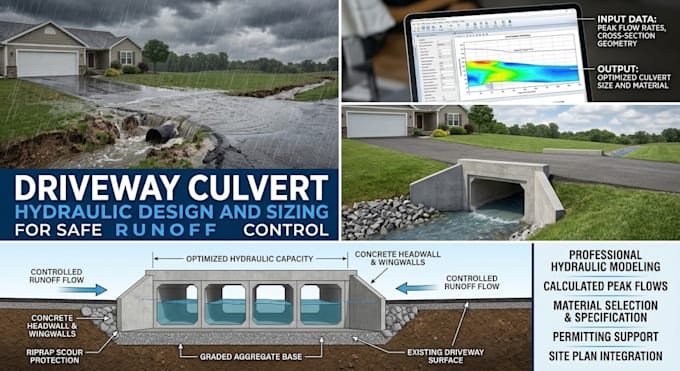 driveway culvert hydraulic design and sizing for safe runoff control