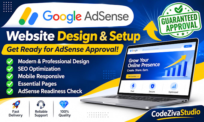 design an adsense ready website with guaranteed approval