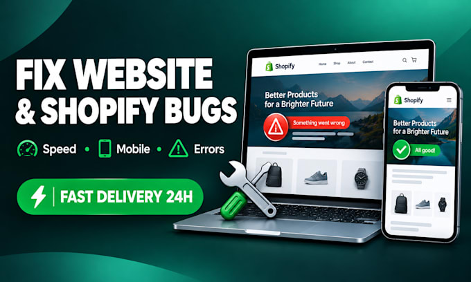 fix shopify and website bugs errors speed and mobile responsive issue fast