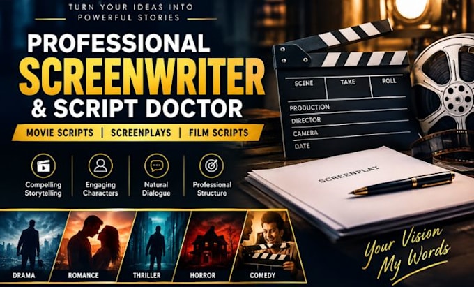 write professional movie scripts, screenplays, film scripts, and screenplays