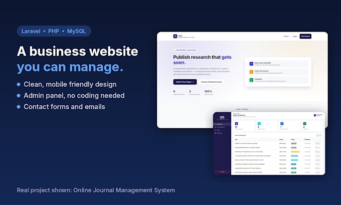 build a laravel business website with admin panel