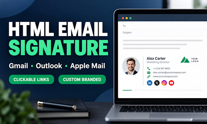 create a clickable HTML email signature for gmail, outlook and apple mail