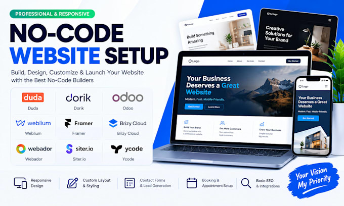 setup duda dorik odoo weblium framer brizy cloud webador siter ycode website