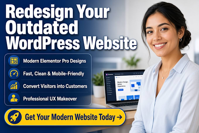 redesign your outdated wordpress website with modern elementor pro design
