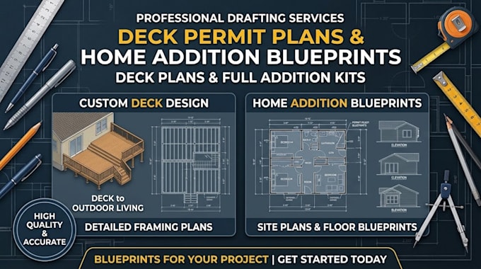 draft deck permit plans, sunroom, and home addition blueprints
